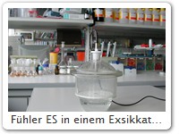Fühler ES in einem Exsikkator
Ein HC1 mit einem Fühler ES überwacht und dokumentiert die Feuchte in einem Exsikkator.
